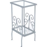 30" Accent Table in Silver Metal with Tempered Glass